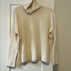 Lilla P cream cashmere long sleeve turtleneck w/grey detail at wrists. Size M